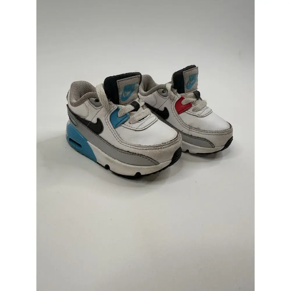 Nike Air Max 90 TD LTR Blue & Red Size 4C CD6868-108 Sneakers
